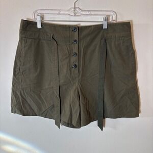 Rag‎ & Bone Camille Seersucker Olive Green Button Front Shorts Size 8